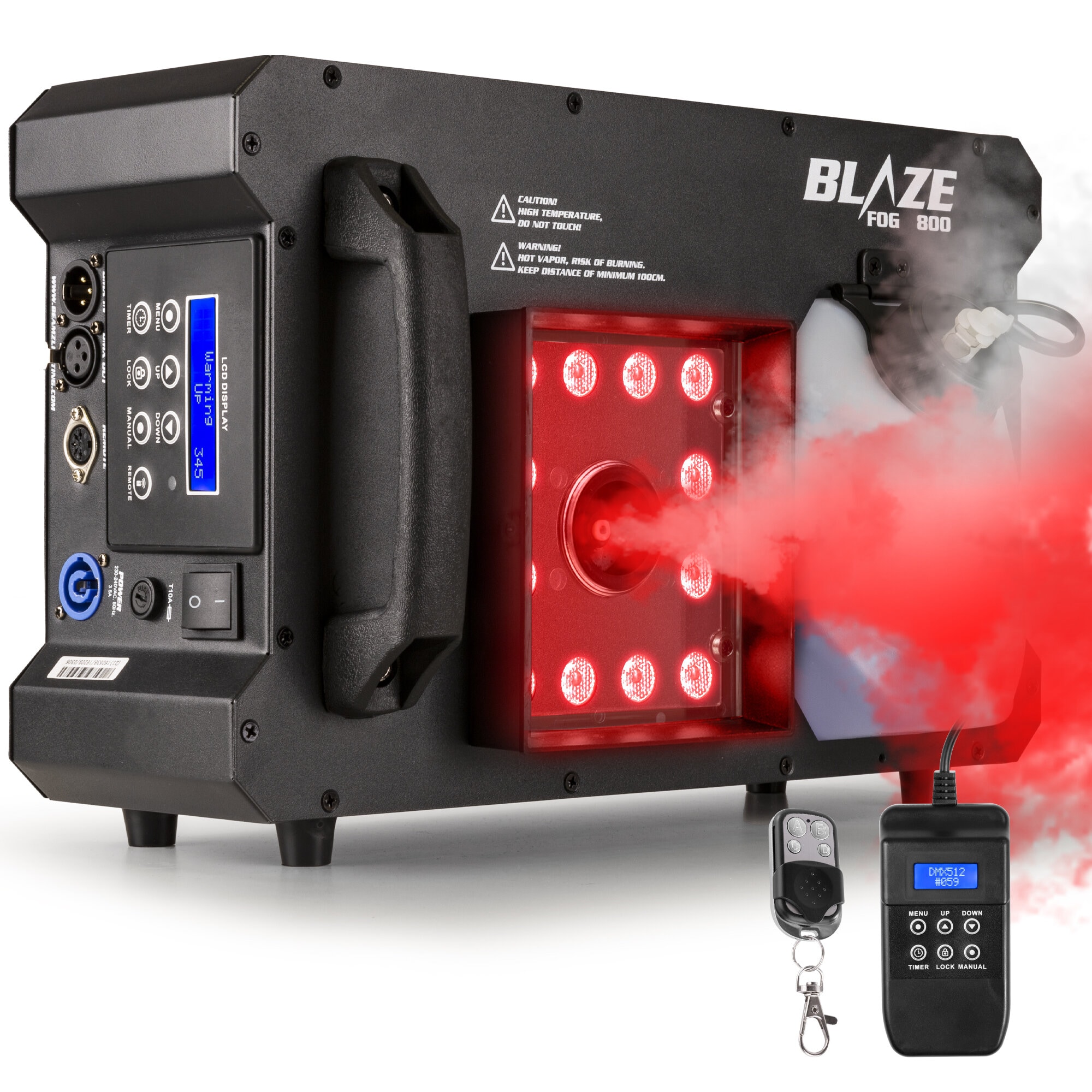 BeamZ rökmaskin BLAZE800 - Horisontell och vertikal rökmaskin med ljus - 800W