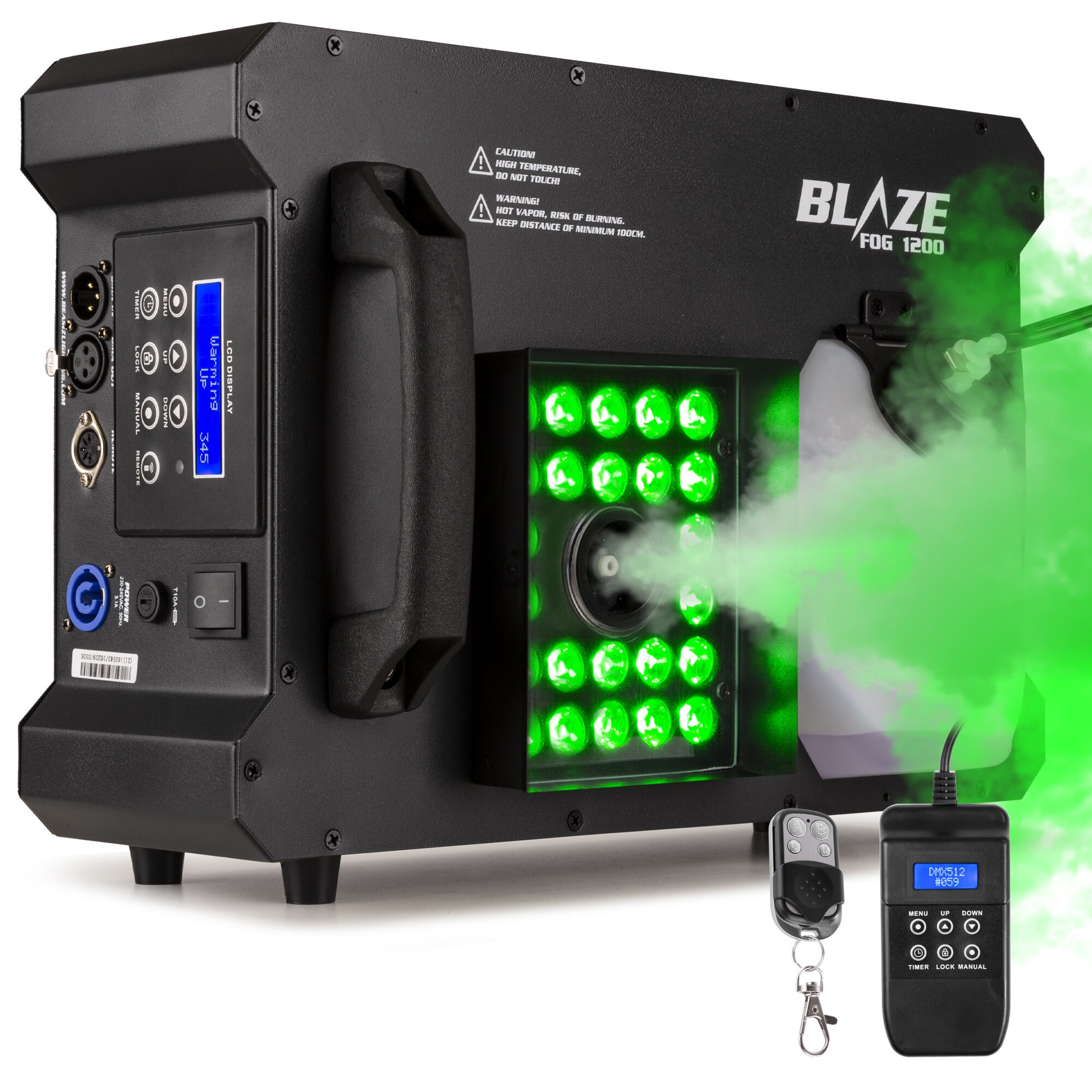BeamZ rökmaskin BLAZE1200 - Horisontell och vertikal rökmaskin med ledljus - 1200W