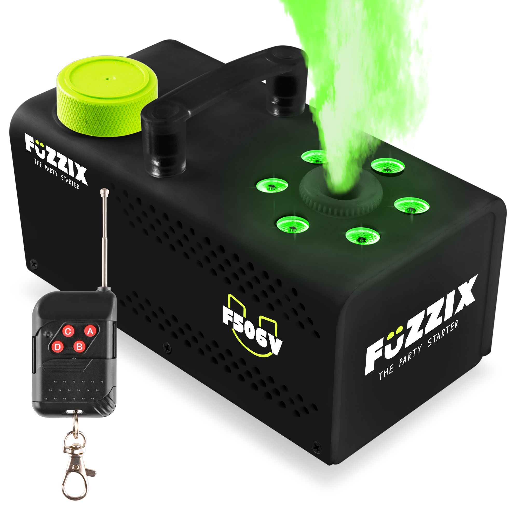 Fuzzix F506V Party Rökmaskin 500 Watt med 6 RGB lysdioder och trådlös fjärrkontroll