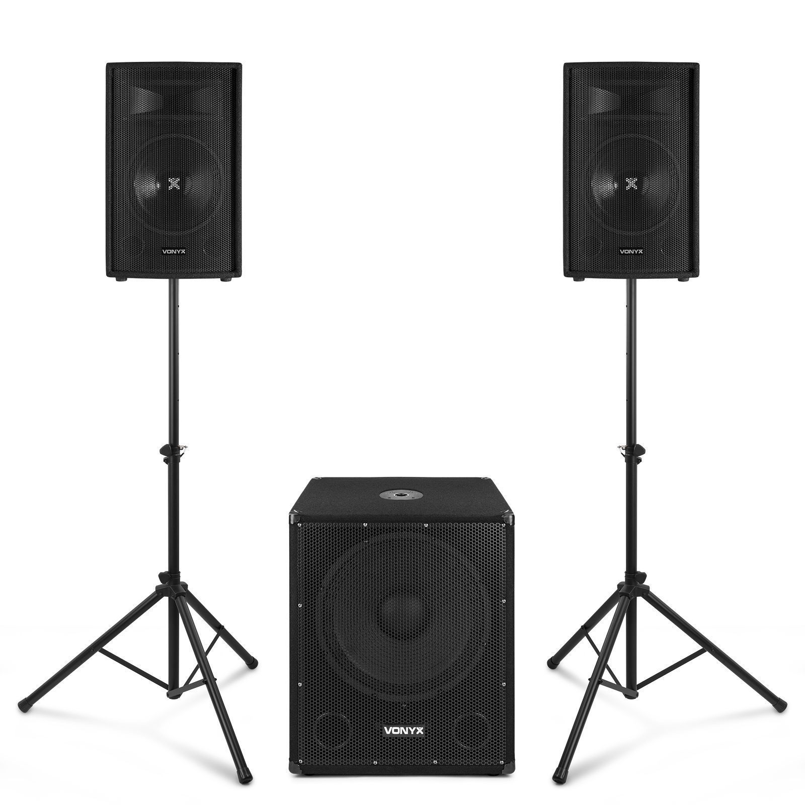 Vonyx VX1015BT komplett ljudsystem med Bluetooth - 2.1 aktiv högtalarset - 1000W Peak Effekt