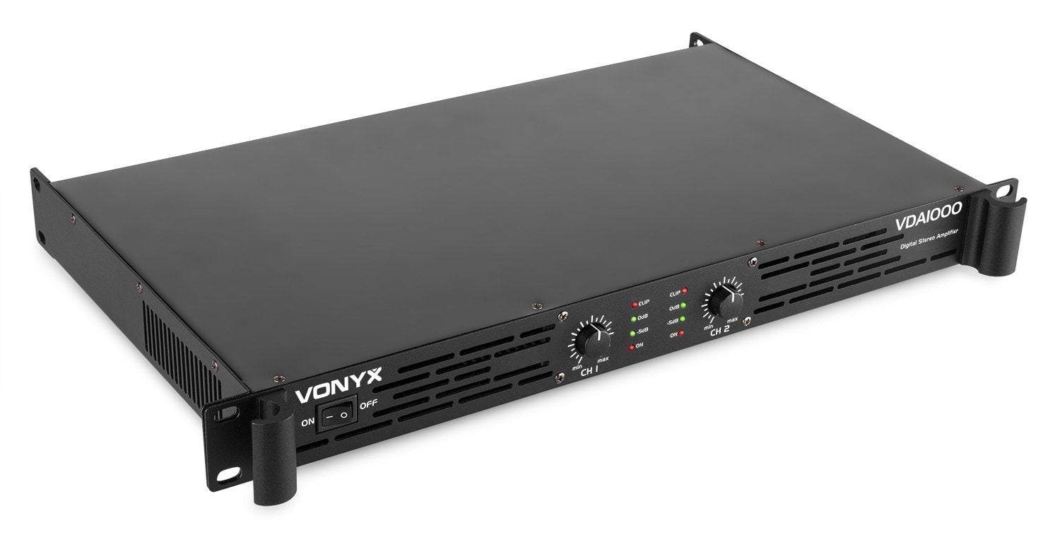 Vonyx VDA1000 PA Amplifier 1U 2 x500W