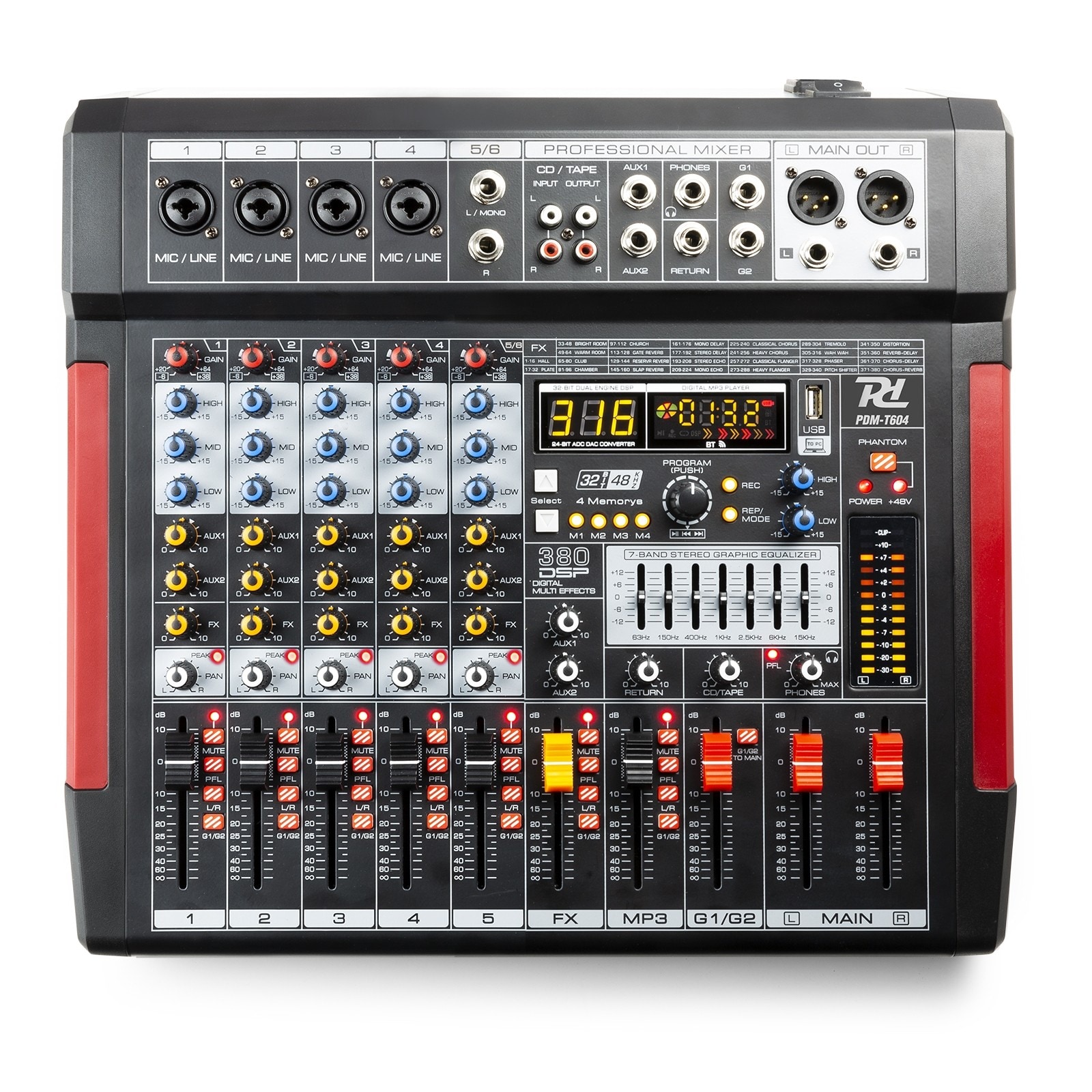 PDM-T604 Stage mixer 6-ch DSP/MP3