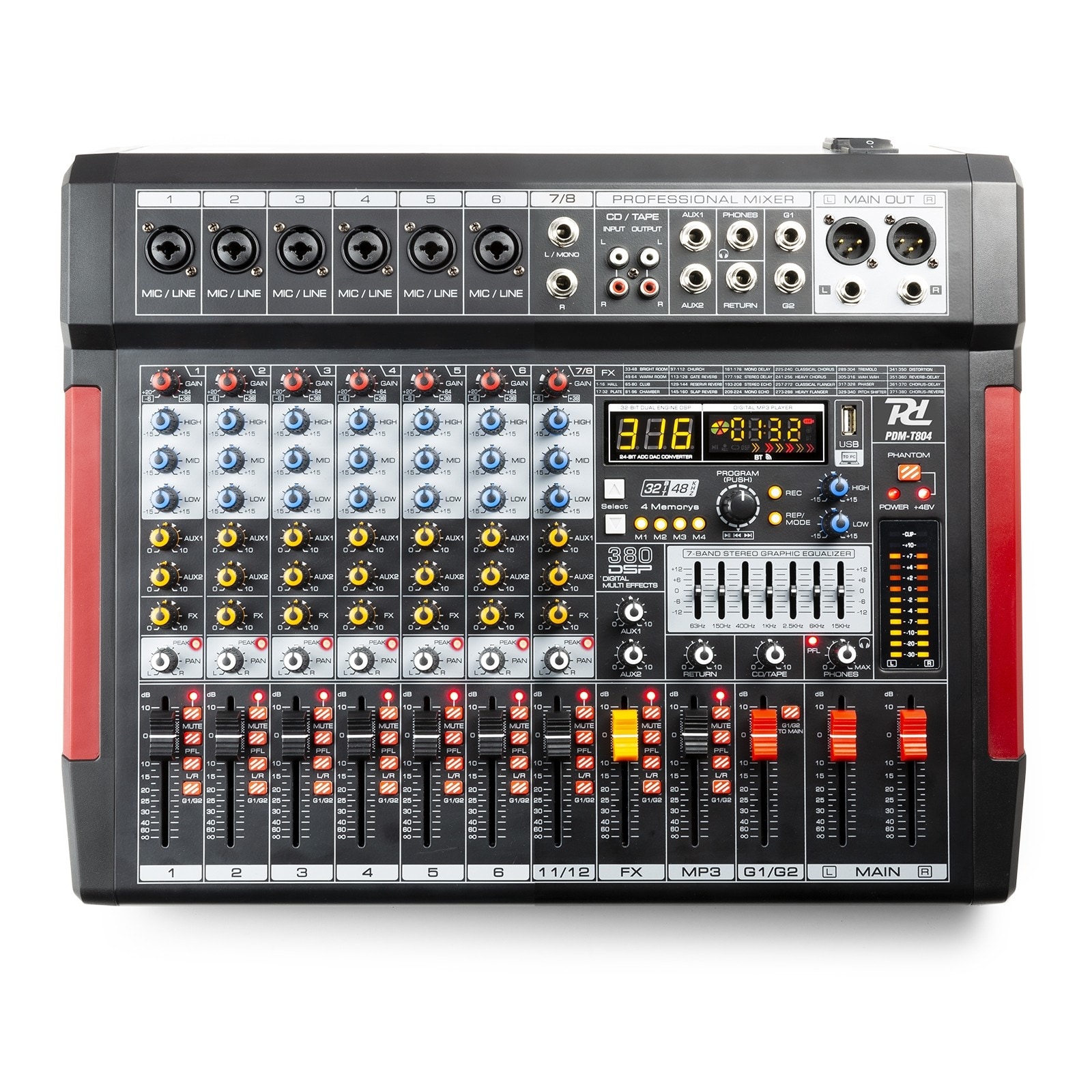 PDM-T804 StageMixer 8-Ch DSP/MP3
