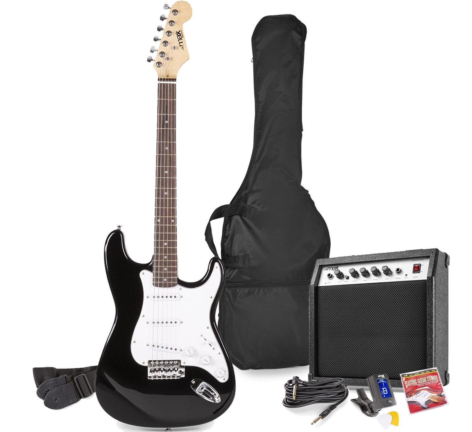 MAXMusic GigKit Elektrisk gitarr set, svart
