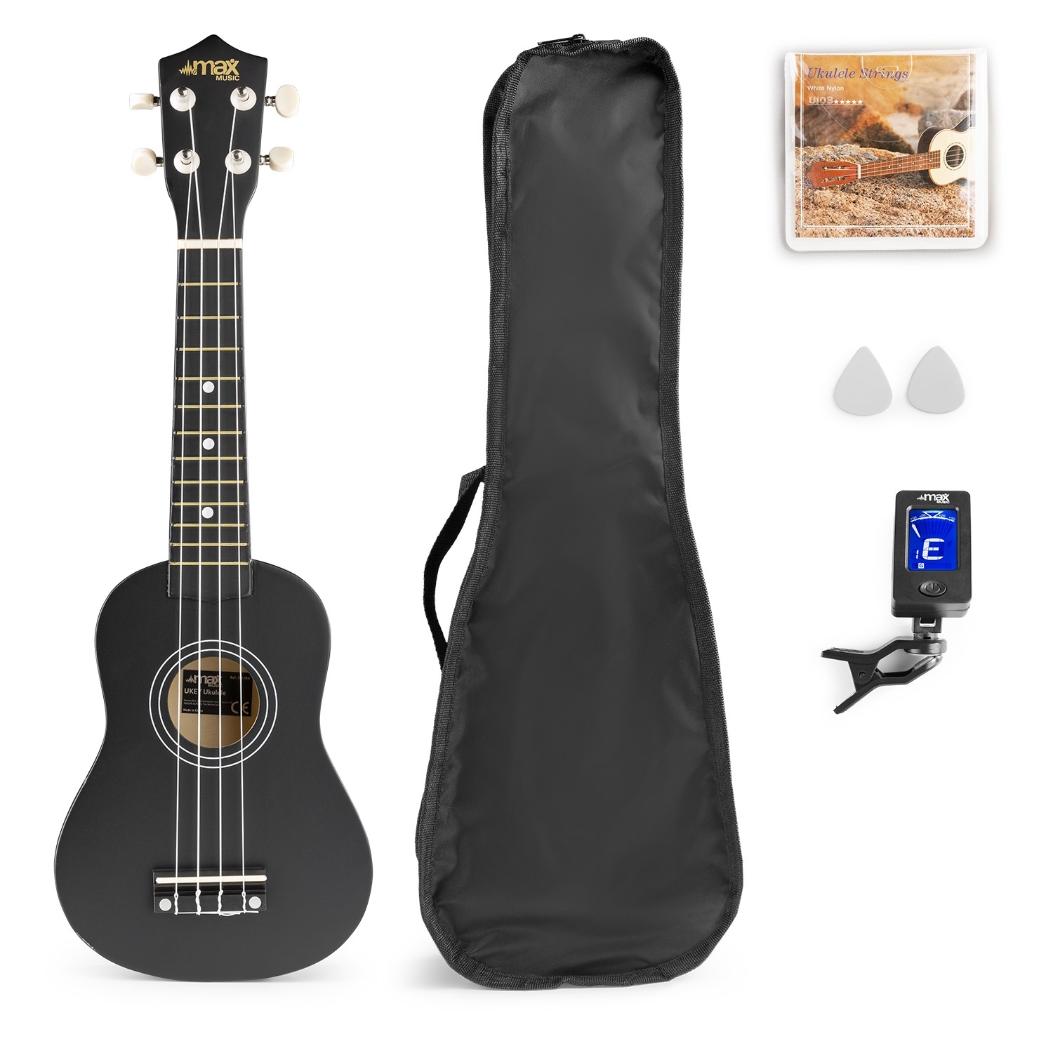 UKEY Ukulele set Soprano 21" Svart