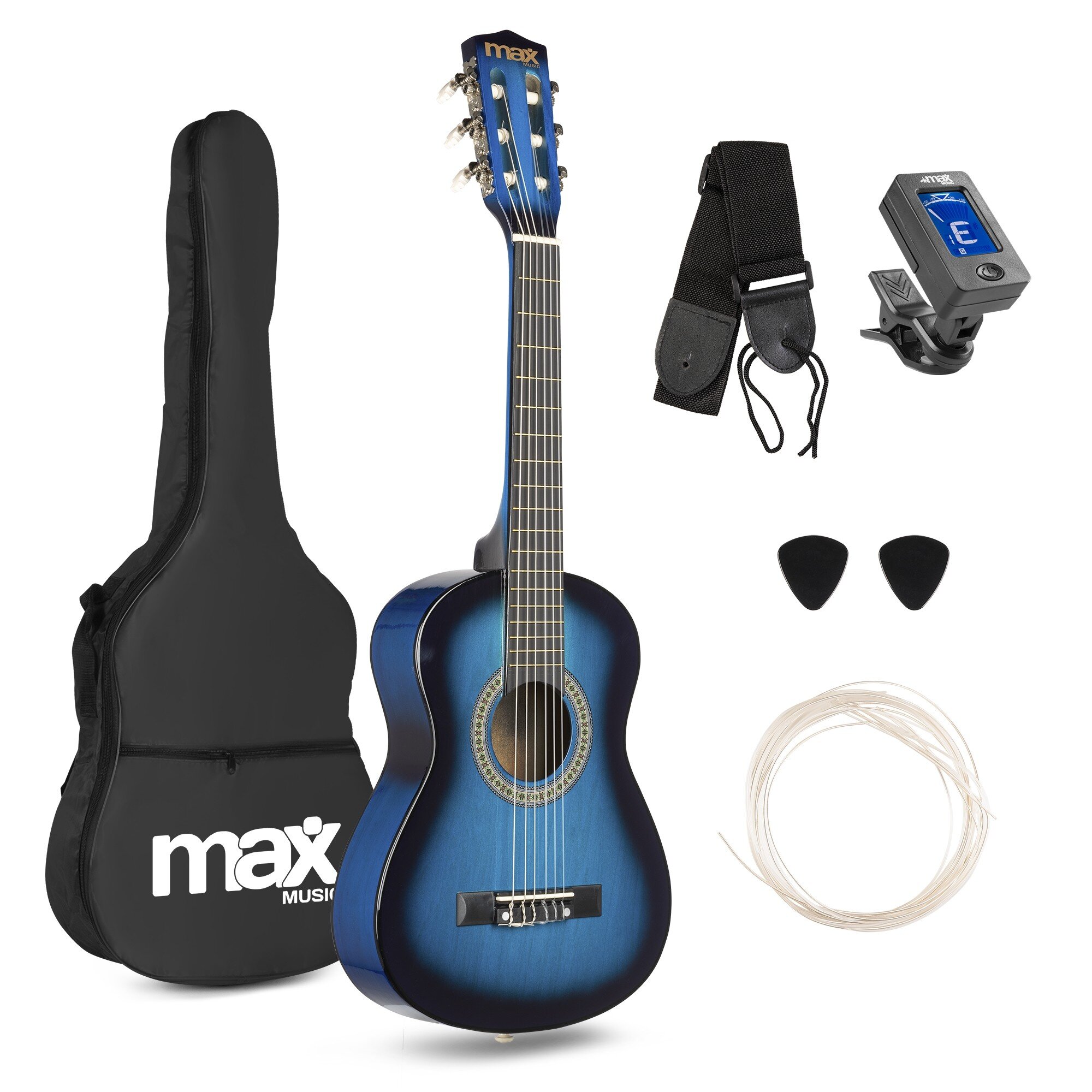 Max SoloArt Junior 1/4 Klassisk Gitarrpaket Blå