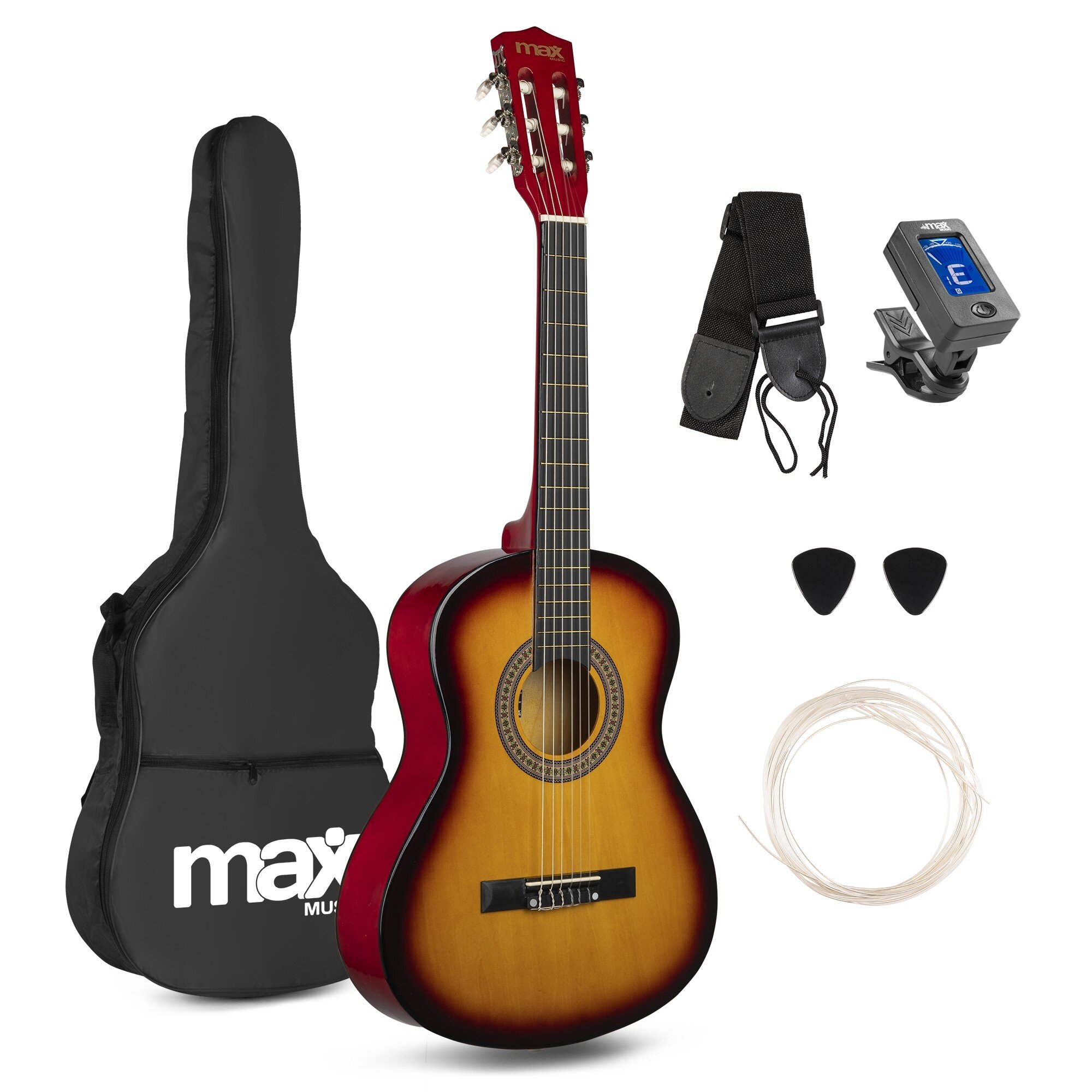 Max SoloArt Junior 3/4 Klassisk Gitarrpaket Sunburst