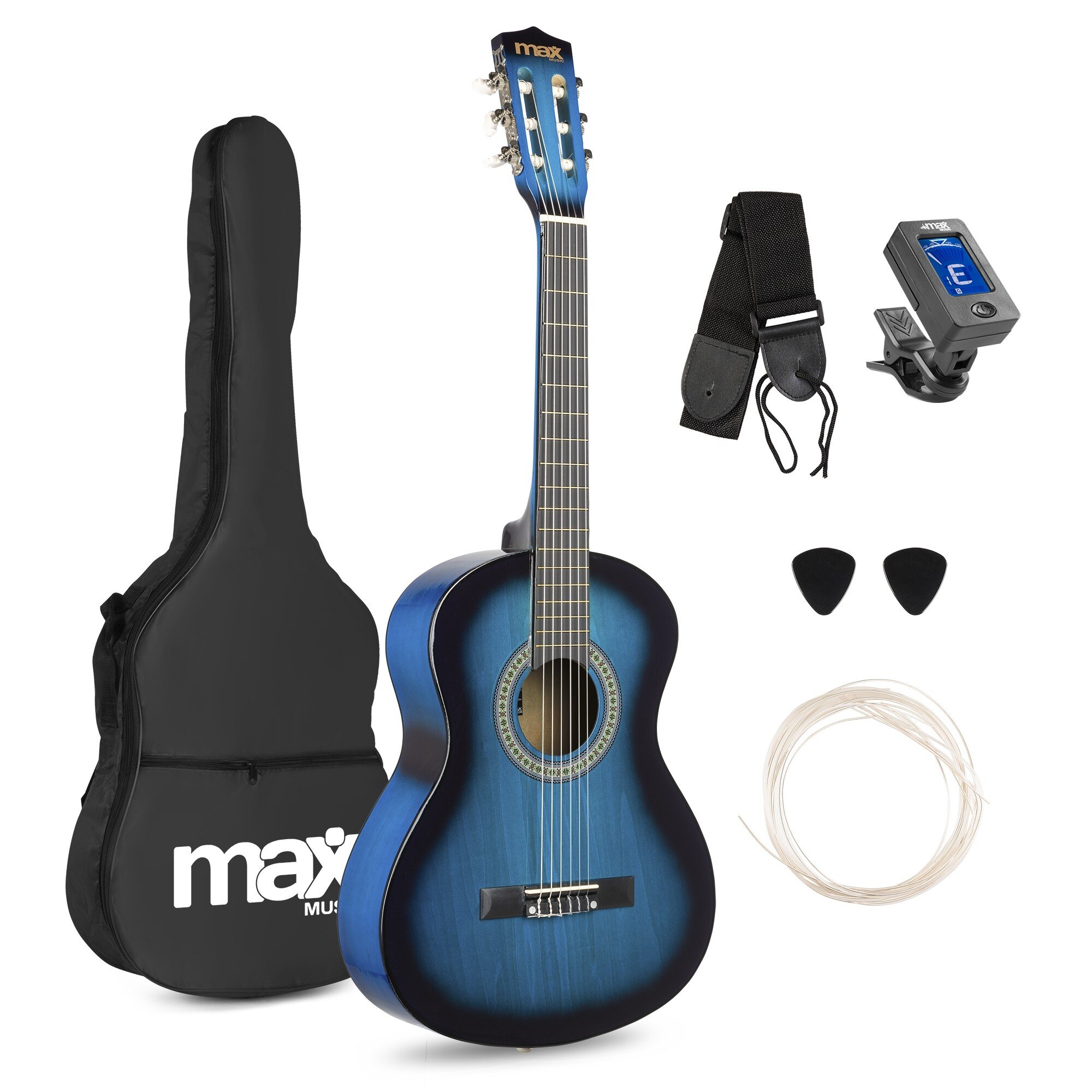 Max SoloArt Junior 3/4 Klassisk Gitarrpaket Blå