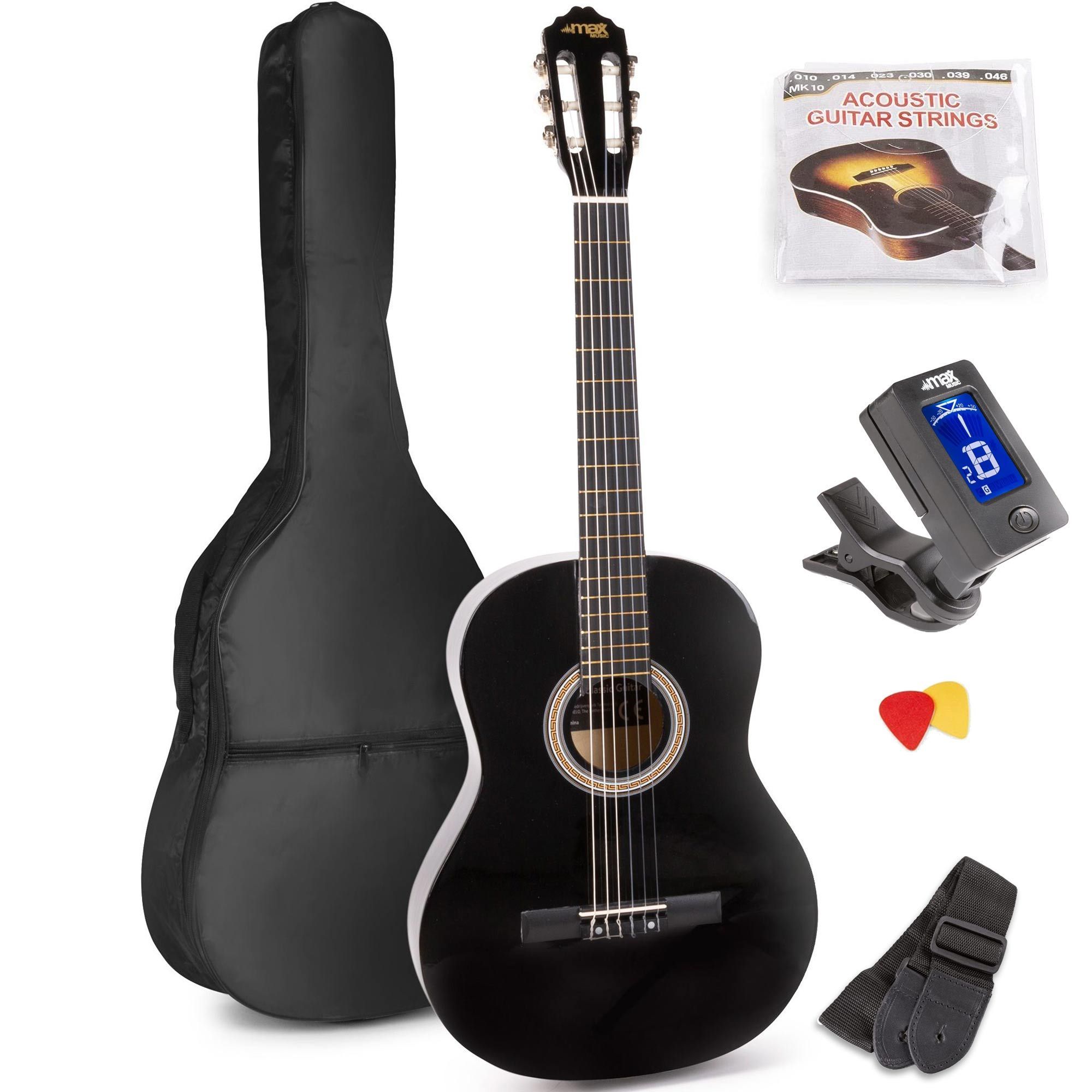 Svart gitarr - komplett gitarrpaket