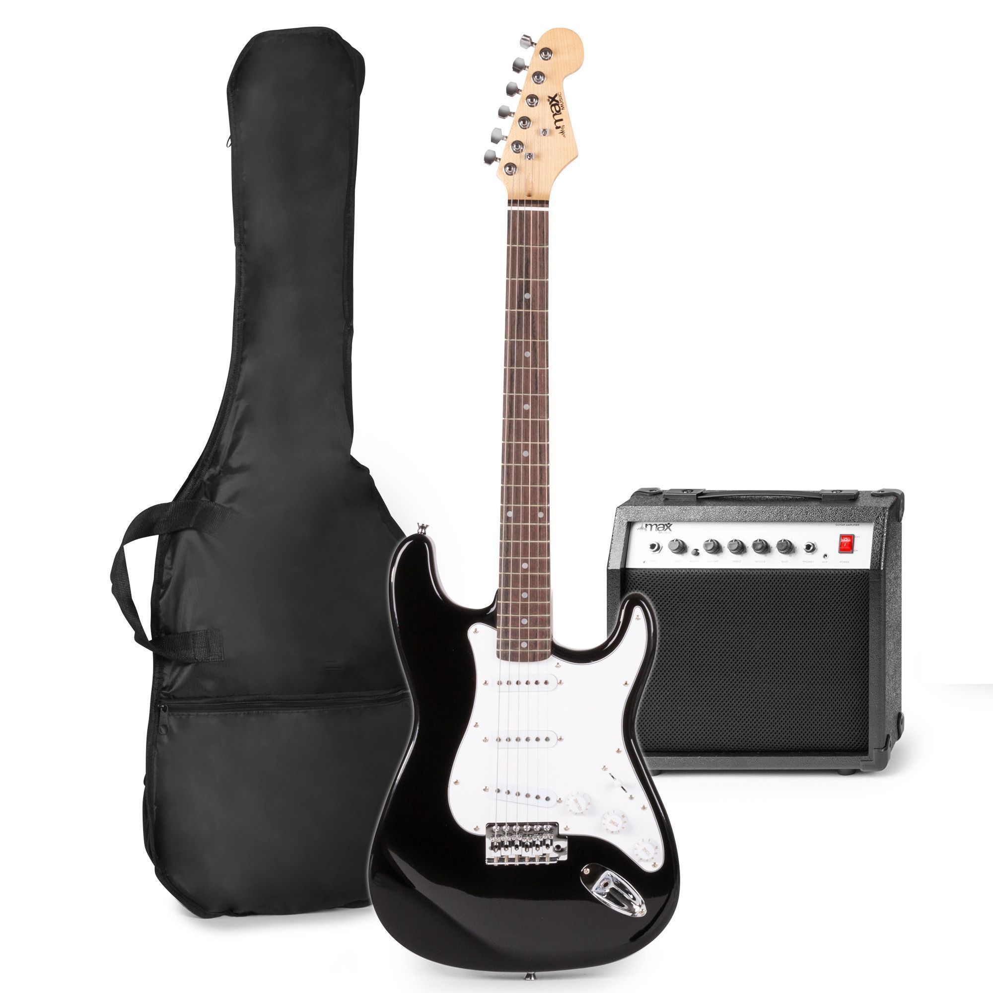 MAXMusic GigKit Elektrisk gitarr set, svart