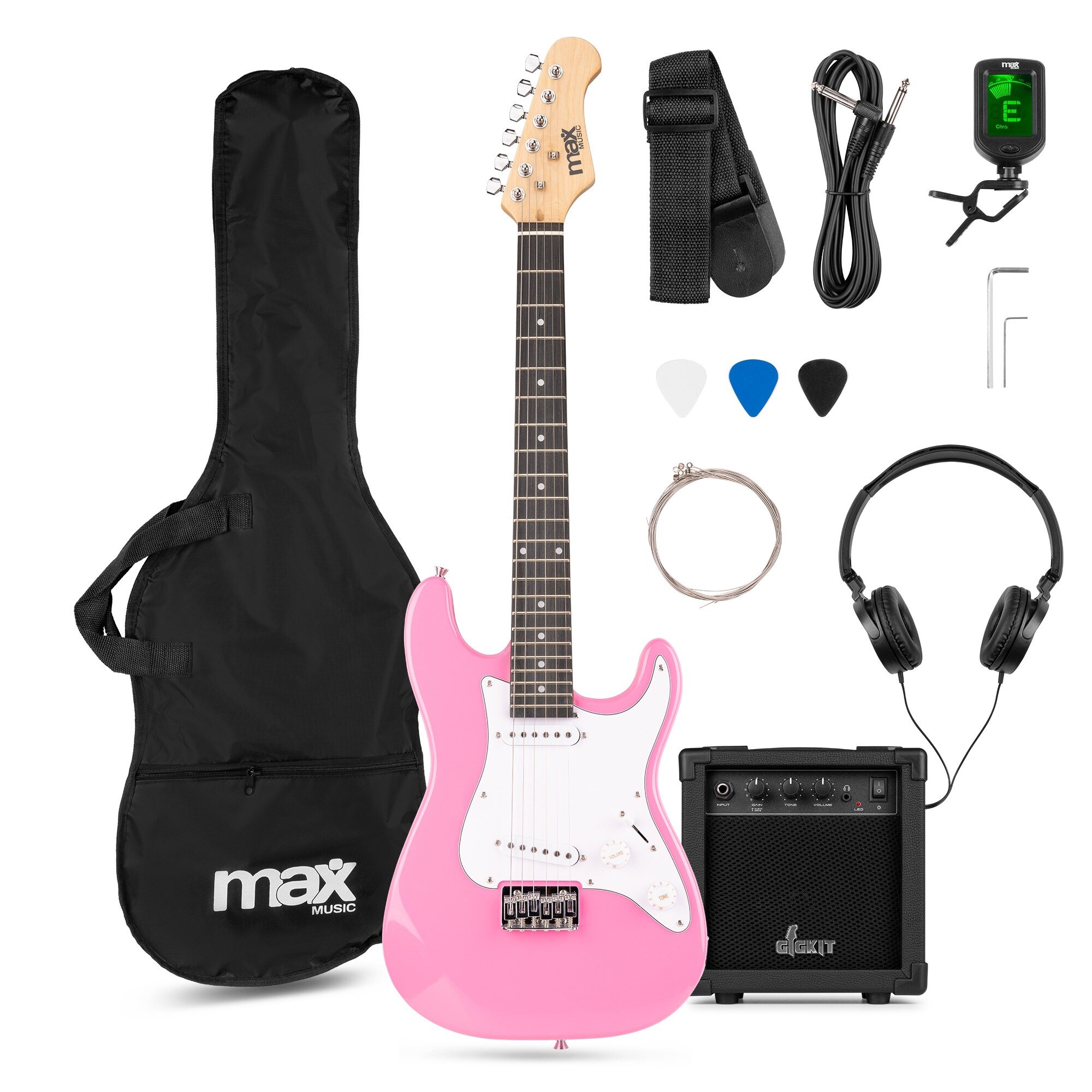 Max GigKit Junior Elgitarrpaket Rosa 3/4