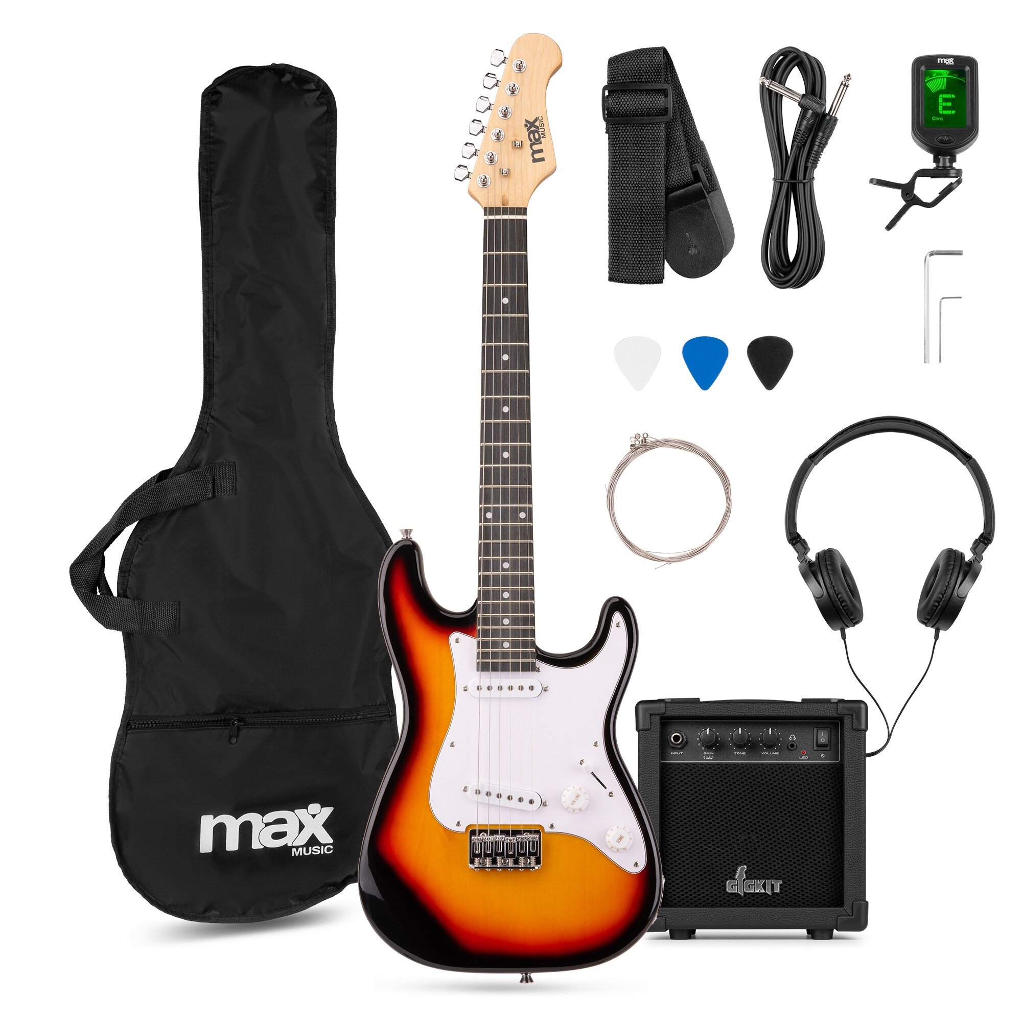 Max GigKit Junior Elgitarrpaket Sunburst 3/4