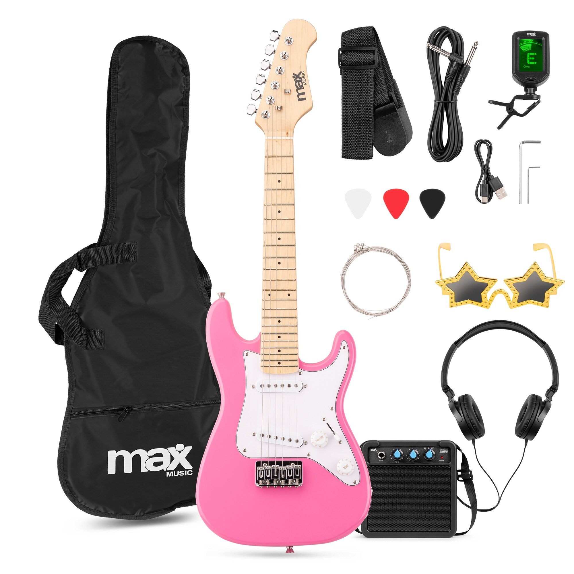 Max GigKit Junior Elgitarrpaket Rosa 1/4
