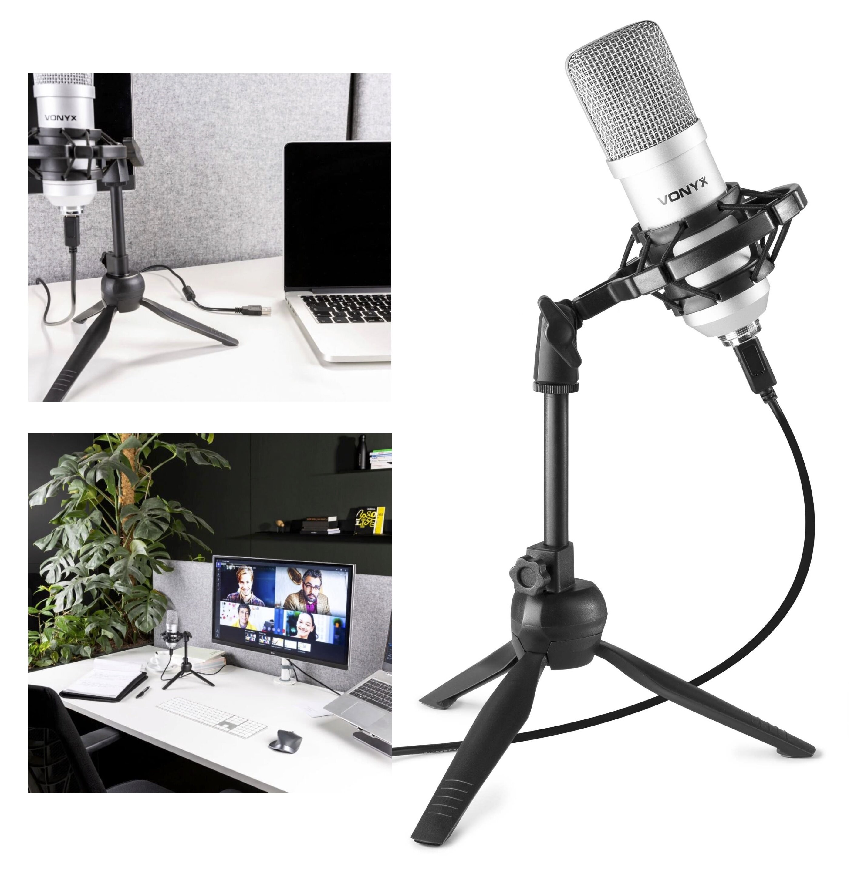 Vonyx CM300S Studio mikrofon, USB, Titanf