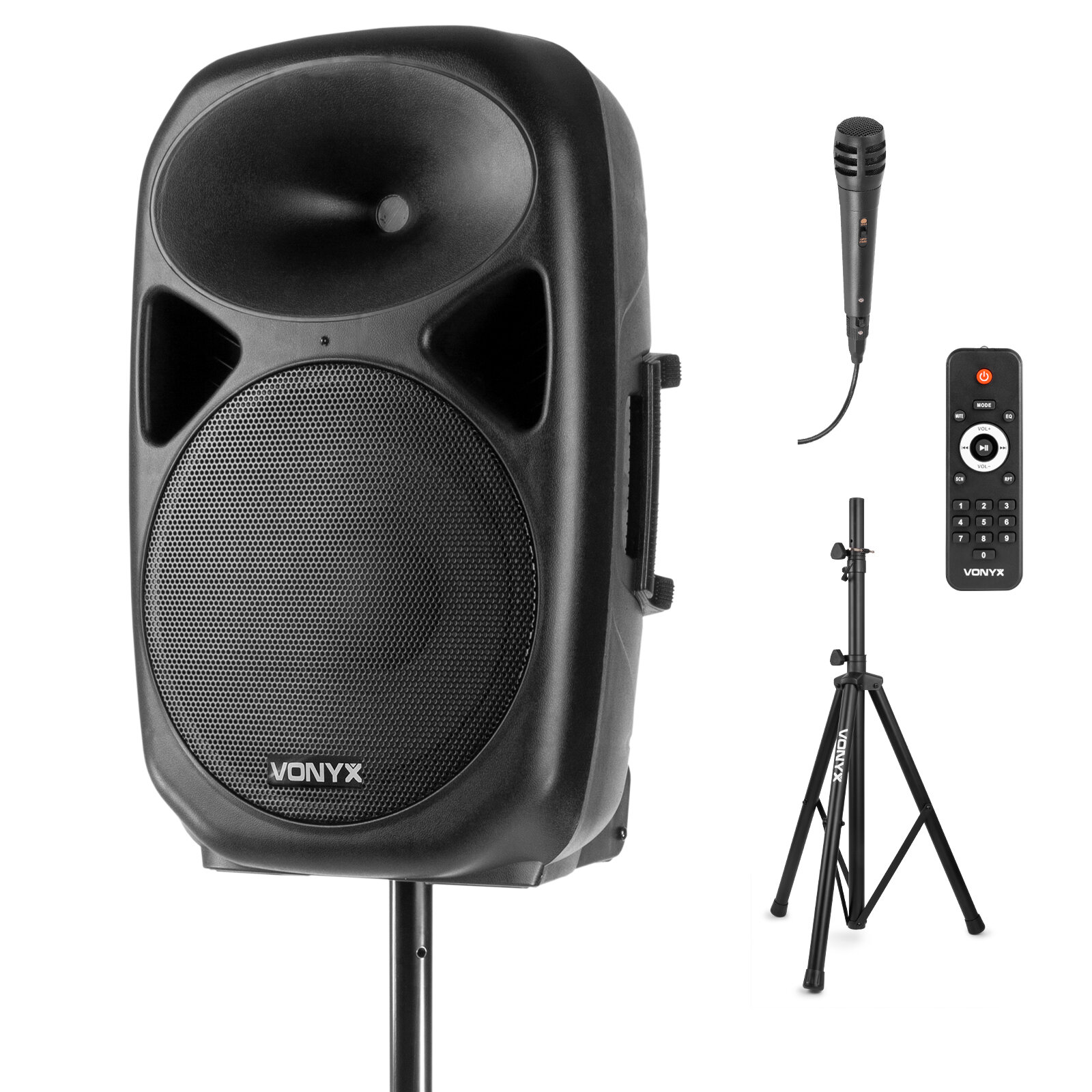 Vonyx SPS15A - 15" aktiv högtalare med Bluetooth och stativ