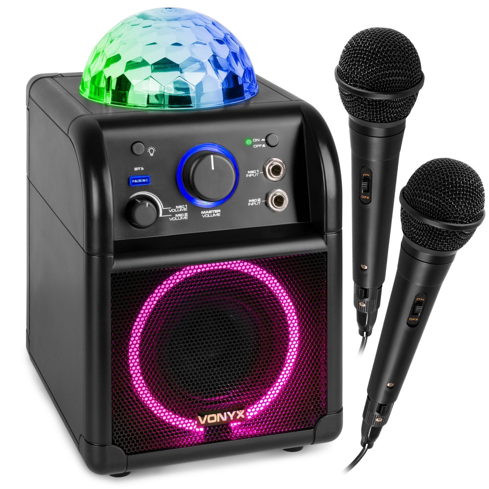 Vonyx SBS55B BT karaokemaskin led ljuseffekt inbyggd - Svart färg