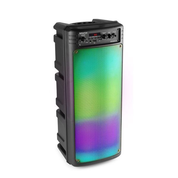 Fenton BoomBox340 - Bluetooth partybox med mikrofon, batteri och LED discobelysning - 120W