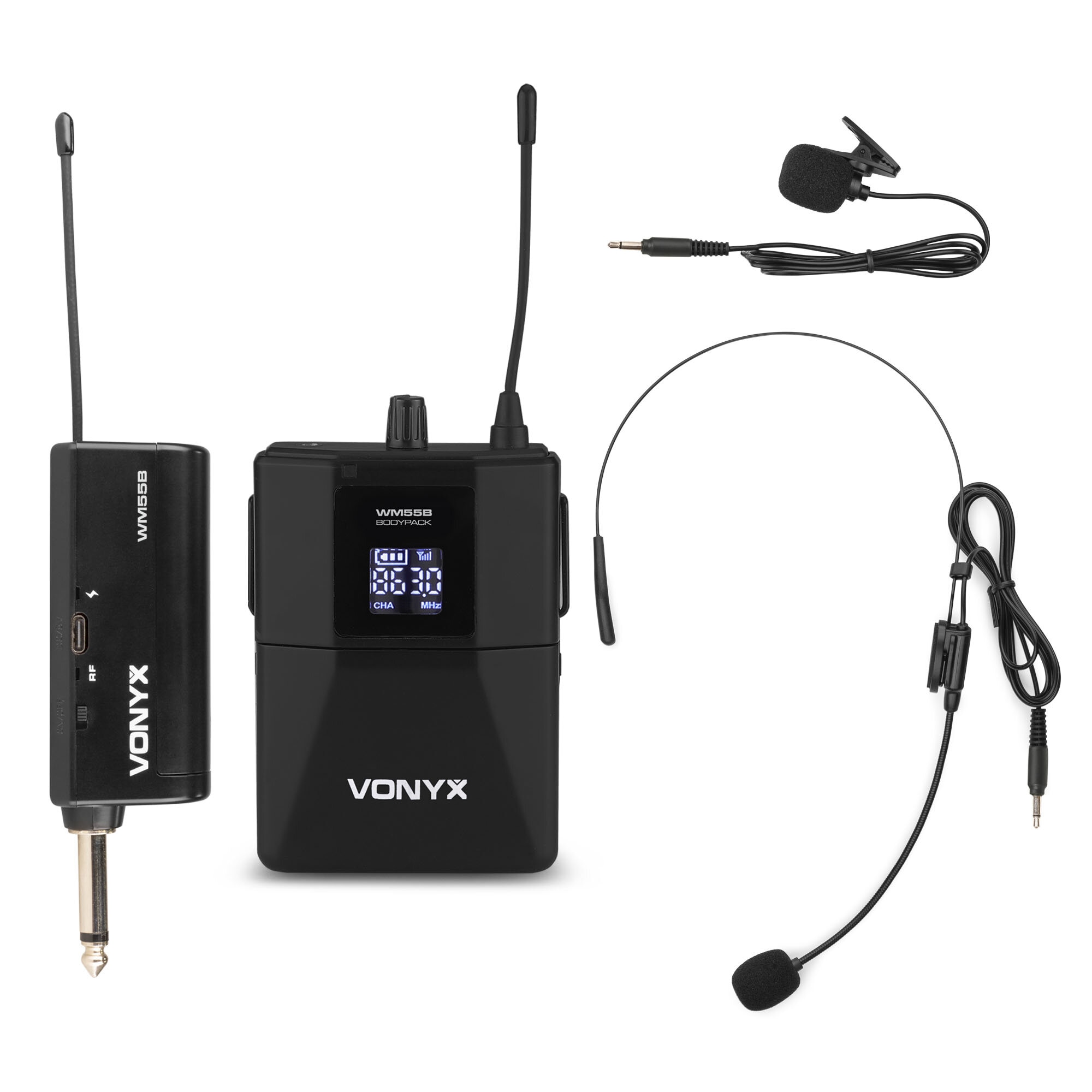 Vonyx WM55B trådlös headsetmikrofon med bodypack - 10 kanaler - UHF - plug & play