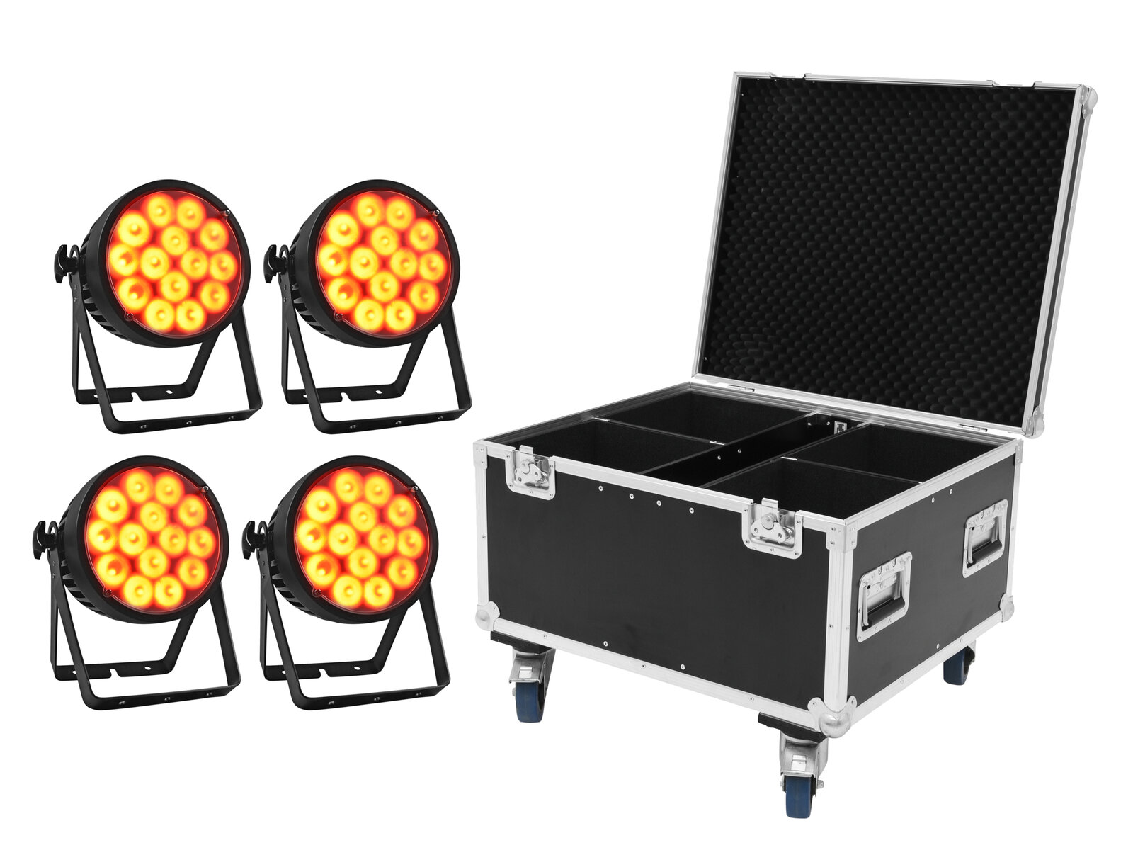 EUROLITE Set 4x LED IP PAR 14x10W HCL + Case