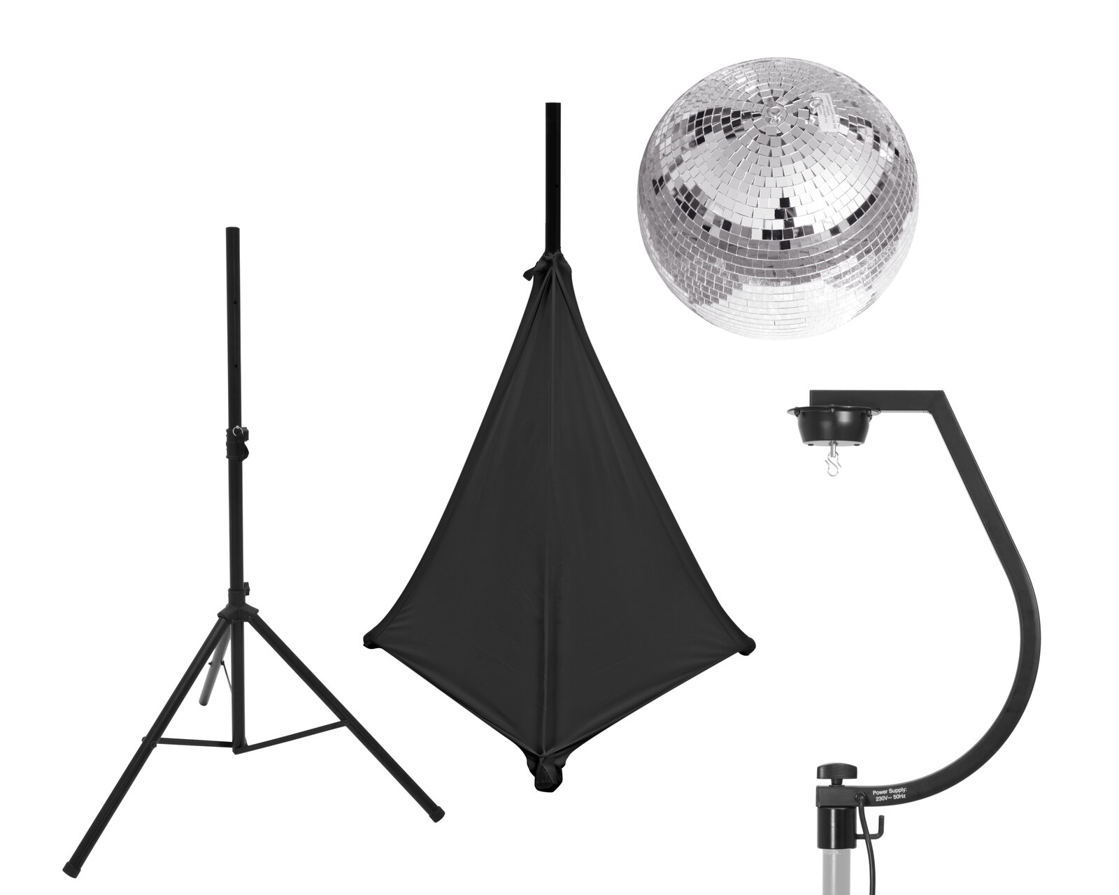 EUROLITE Set Mirror ball 30cm with stand and tripod cover black