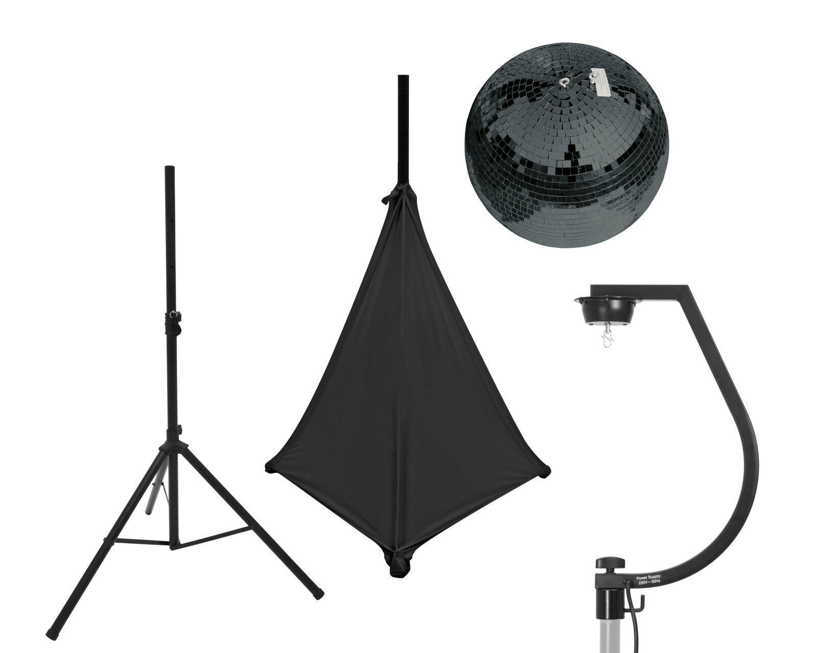 EUROLITE Set Mirror ball 30cm black with stand and tripod cover black