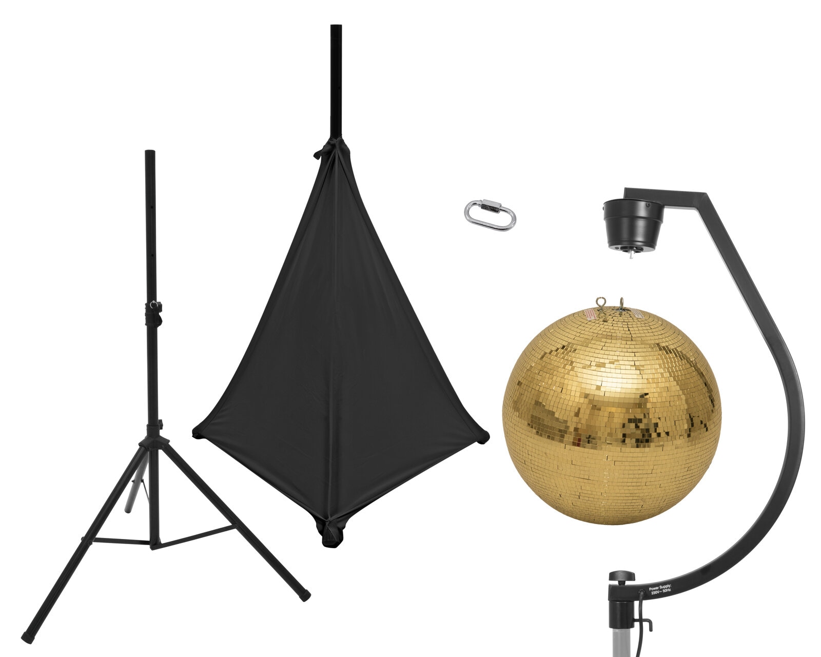 EUROLITE Set Mirror ball 50cm gold with stand and tripod cover black