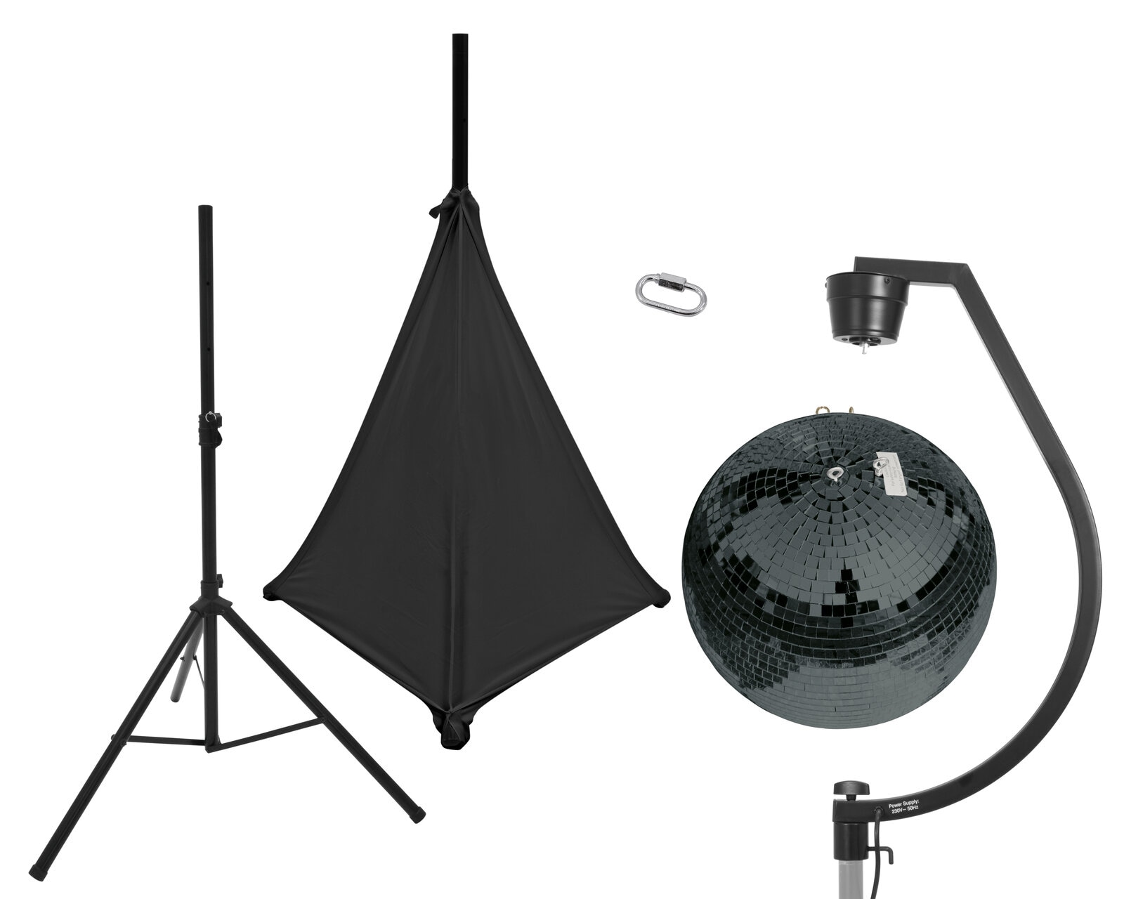 EUROLITE Set Mirror ball 50cm black with stand and tripod cover black