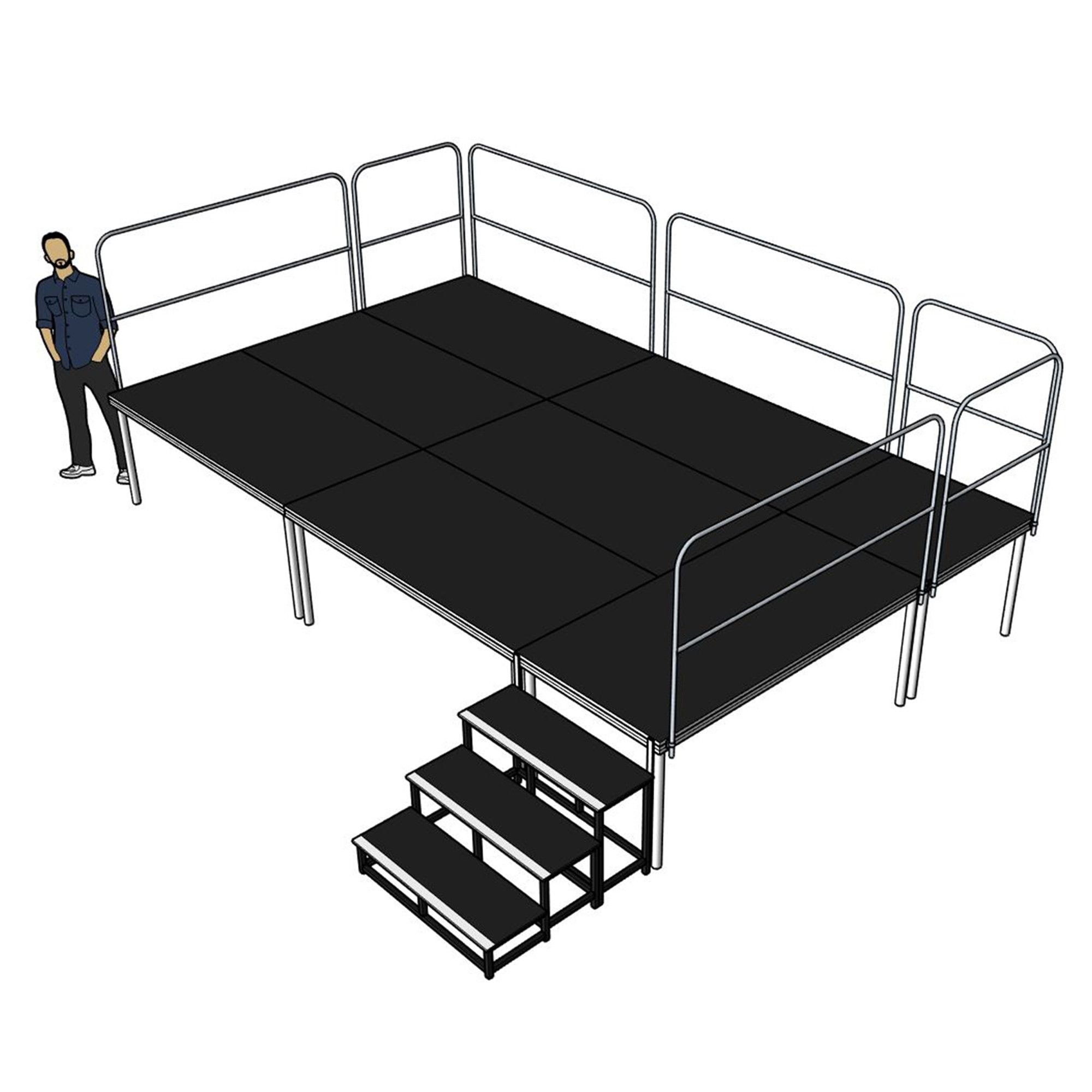 Power Dynamics Complete stage - 5x3 meters - height 50-53 cm incl. Stairs and balustrade