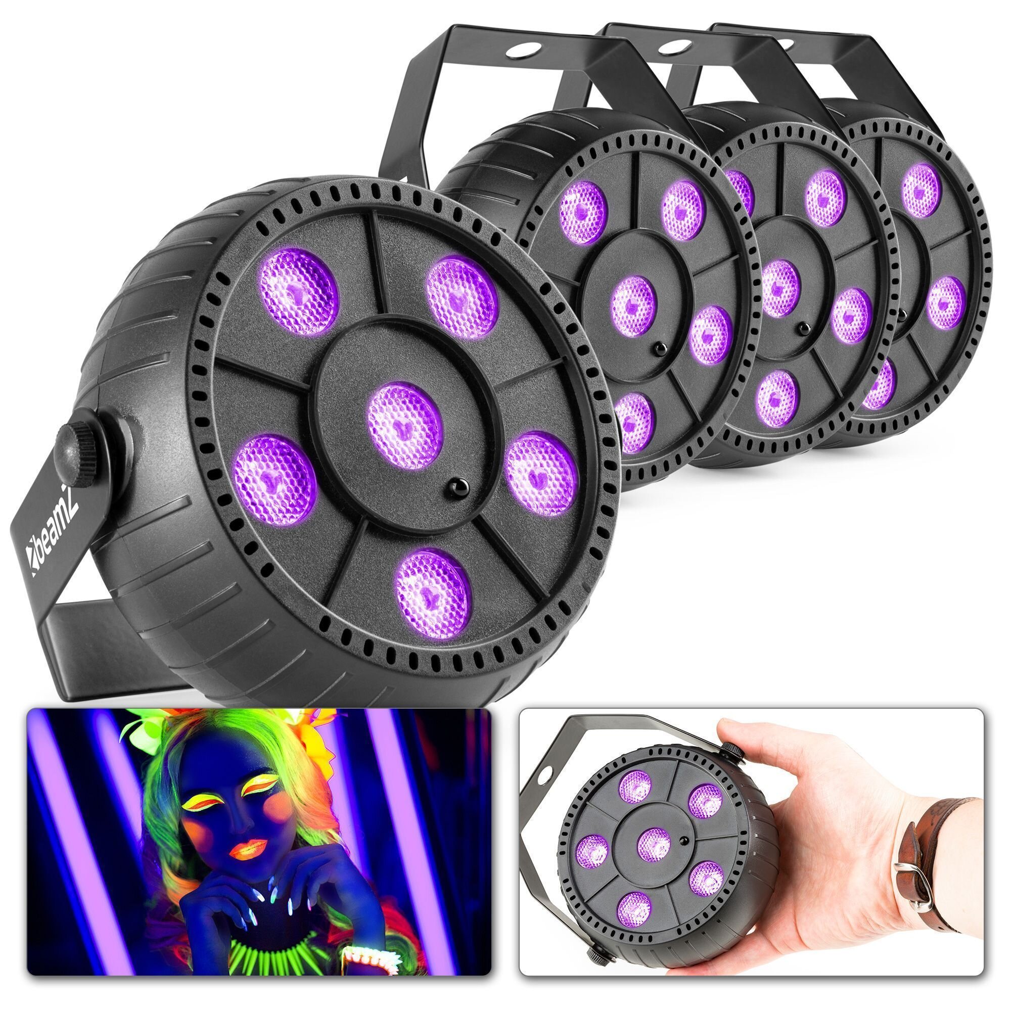 BeamZ PLP14 LED blacklight med inbyggt batteri - 6x 1W lysdioder - 4 st