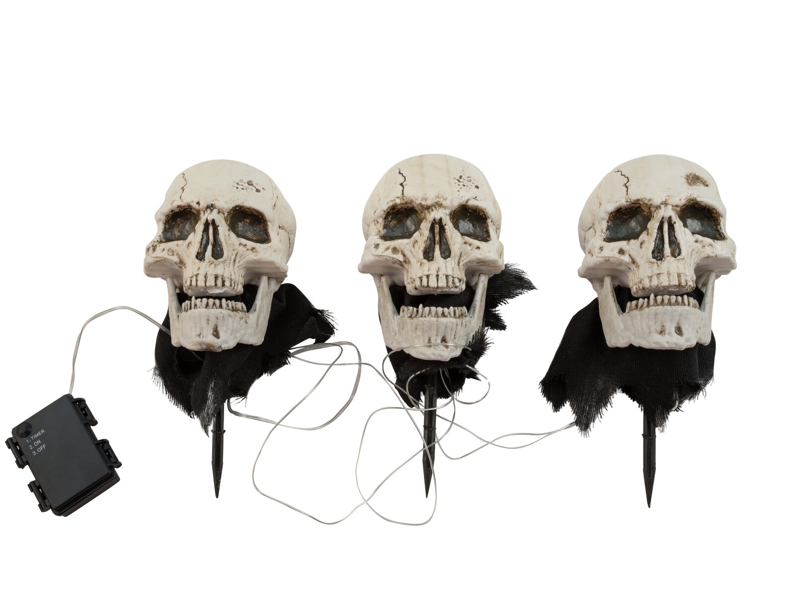 EUROPALMS Halloween Skeleton Head with Stake, Set of 3, 29cm