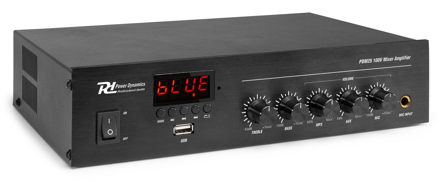 Power Dynamics PDM25 100V Mixer, Förstärkare, 25W BT/MP3