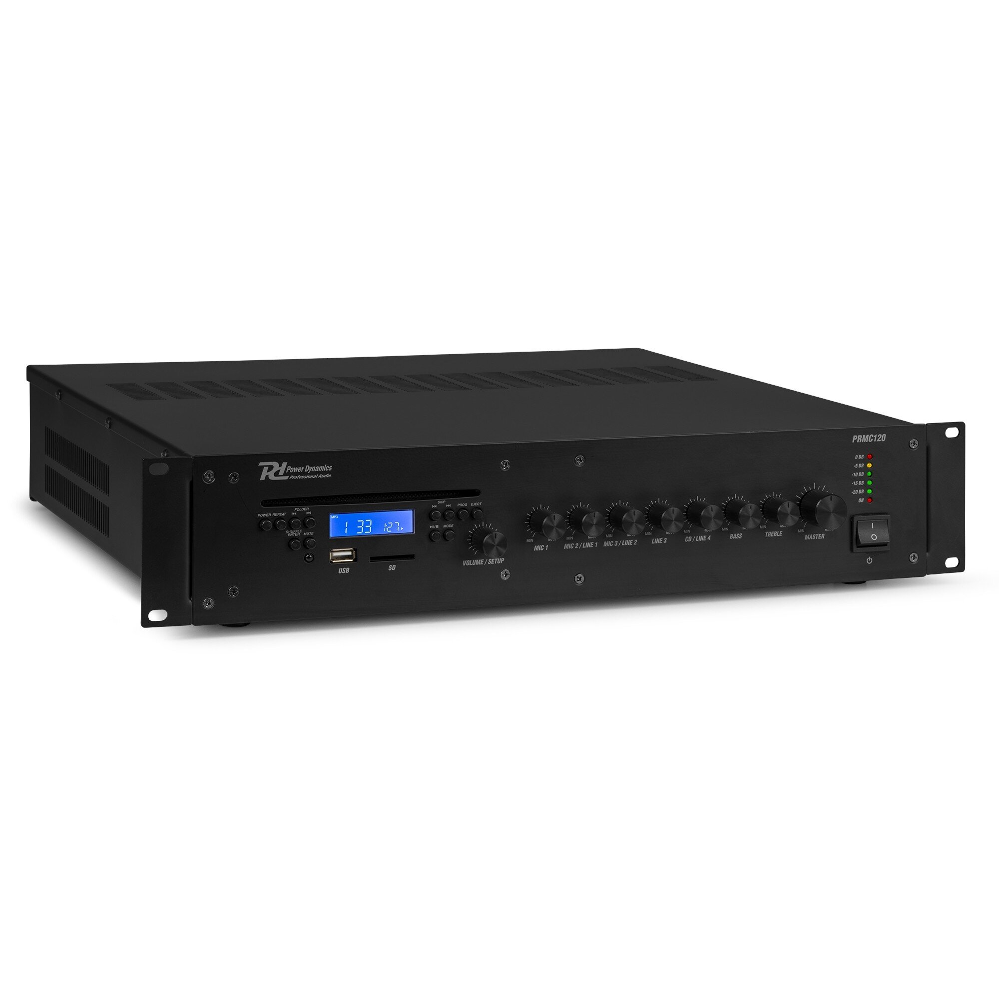Power Dynamics PRMC120 100V Mixer-Ampl. CD/USB/MP3/BT 120W