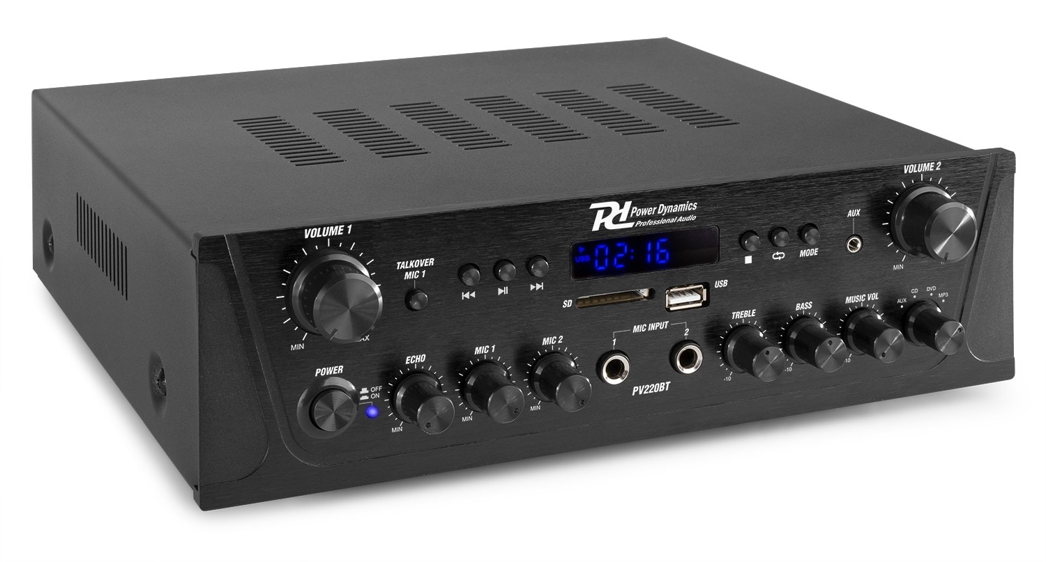 PV220BT Förstärkare 2 x 50W, BT, Radio