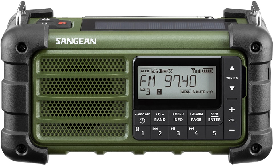Sangean MMR99 Nödradio FM/AMsolceller, dynamo, bluetooth,Grön