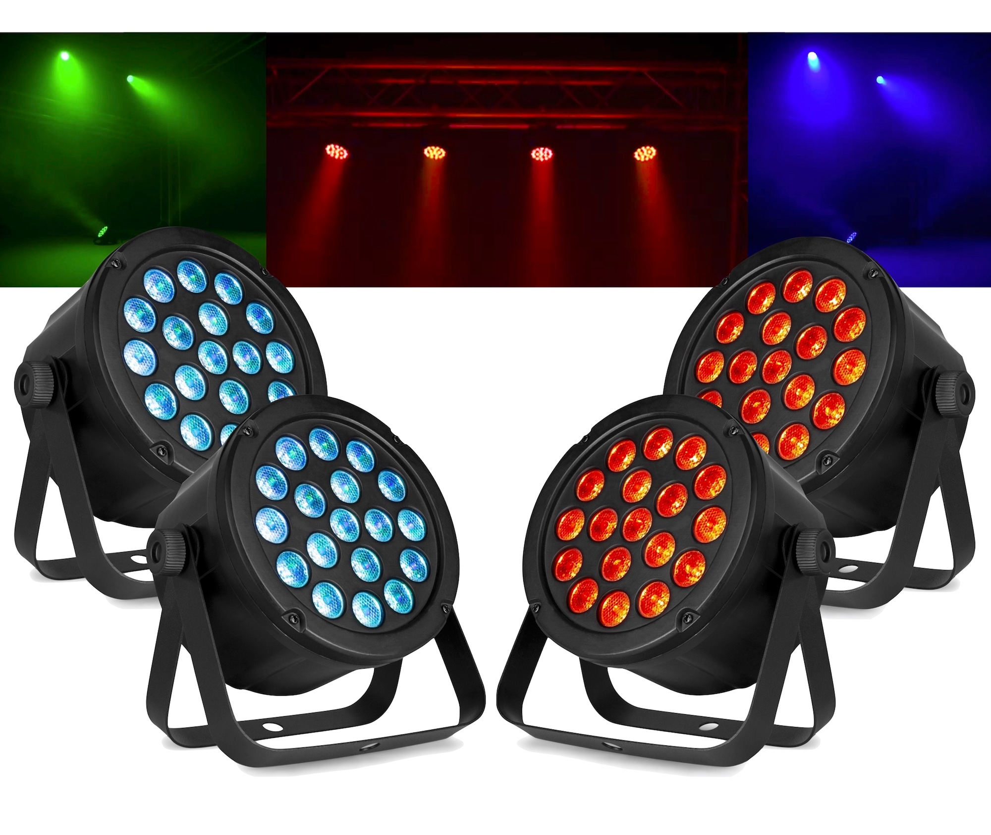 4-pack BeamZ SlimPar45  18 x 3W 3in1 RGB DMX