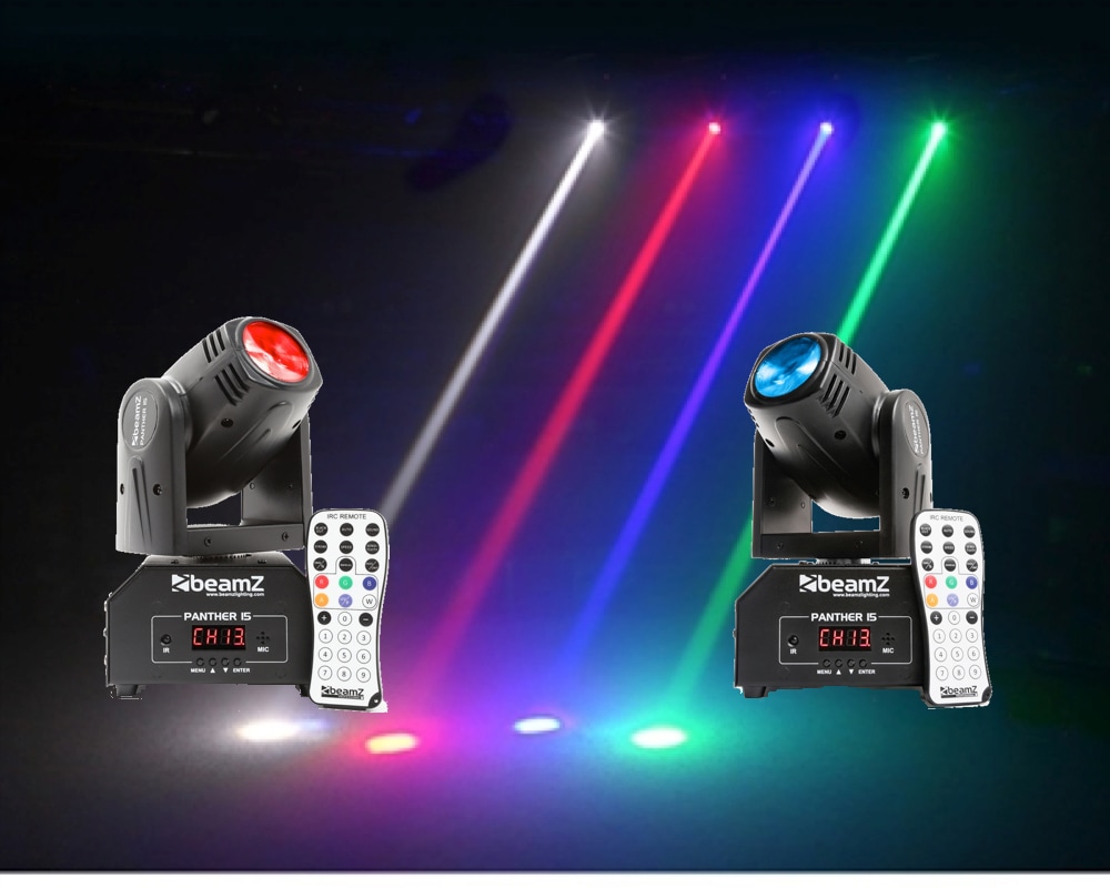 Paket 2xPanther 15 Led Beam RGBW Moving Head IRC