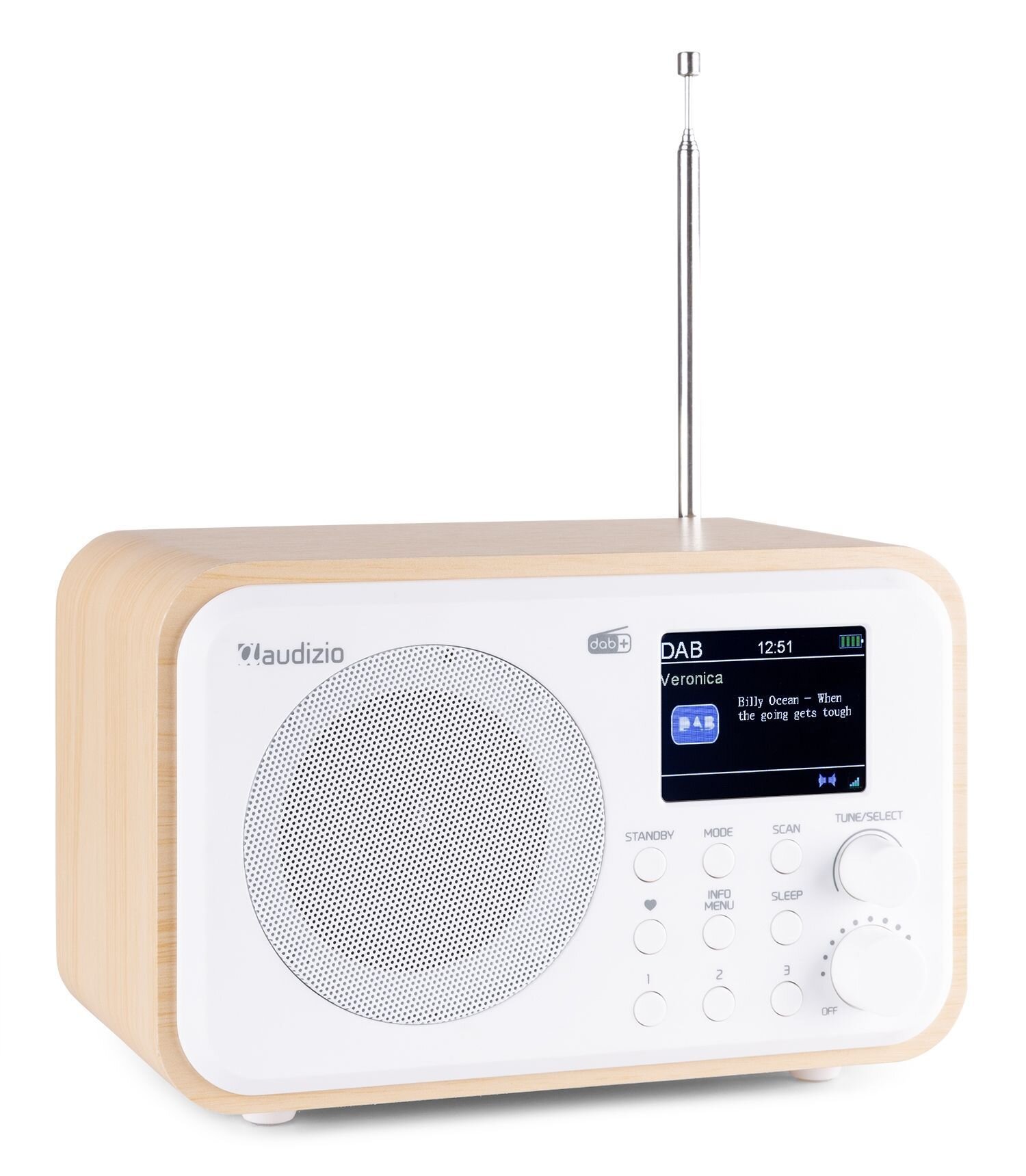 Audizio Milan FYNDHÖRNAN bärbar DAB-radio med Bluetooth, FM-radio och batteri - vit färgad