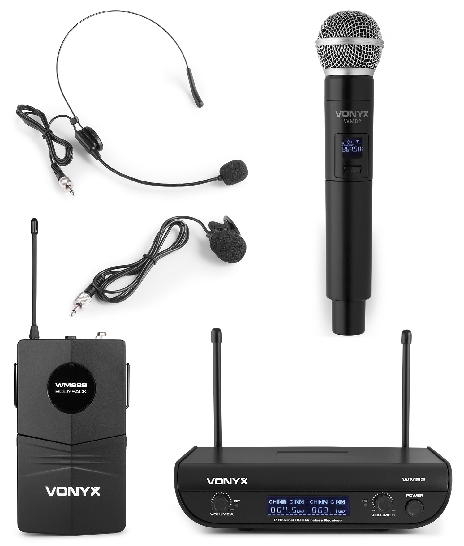 Vonyx WM82C Mikrofon UHF digital 2ch BP+HH