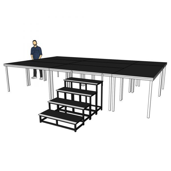 Power Dynamics Complete stage - 5x3 meters - height 100 cm incl. Stairs