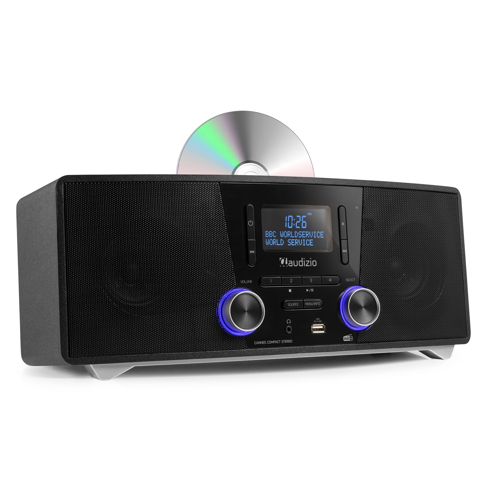 Audizio Cannes stereo FM & DAB-radio med CD-spelare, Bluetooth och MP3-spelare - 120W